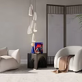 Modern Casual Sofa Combination Single Casual Sofa Side Screen Chandelier Combination 3d model