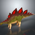 Detailed Stegosaurus Dinosaur Model With Green Brown Body And Red Back Plates