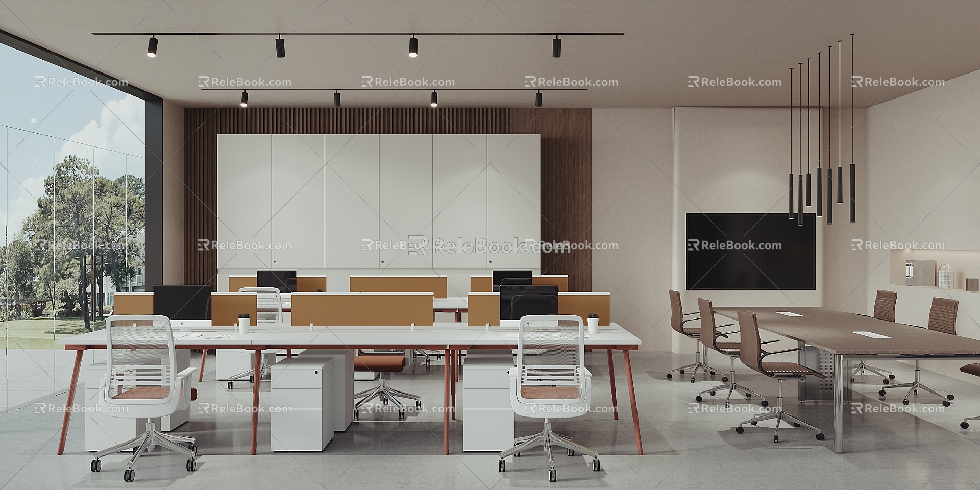 modern public office area office area 3d model