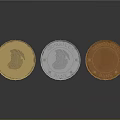 Detailed Gold Silver Copper Coin Portrait Sculpture Carving On Reflective Surface