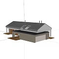 Modern Villa Balcony Design With Wooden Deck Skylight Roof And Brick Walls