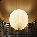 Modern Luxury Front Desk Reception Area With Round Pendant Light And Grid Backdrop