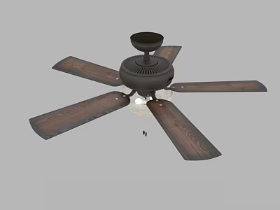 Modern Ceiling Fan With Wooden Blades And Built In Light Fixture 3d model