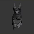 Sleek Black Leather Sleeveless Dress With Pleated Details And Geometric Cuts