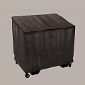Public Facility Metal Trash Bin With Wheels And Rustic Surface For Outdoor Use