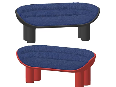 Oval Shaped Multi Person Sofa in Blue and Red Colors with Modern Design 3d model