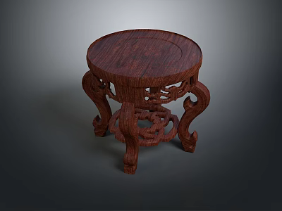 Traditional Wooden Dining Table With Round Top And Intricate Carved Legs Design 3d model
