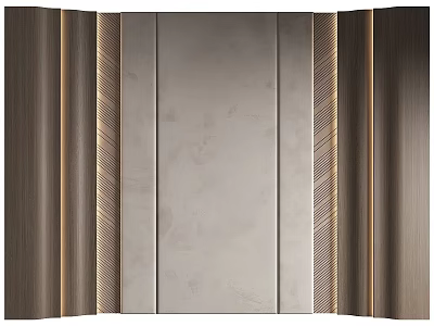 Modern Background Wall Design With Wooden Frames And Textured Neutral Panels 3d model