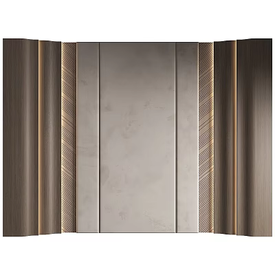 Modern Background Wall Design With Wooden Frames And Textured Neutral Panels 3d model