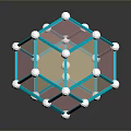 Geometric Transparent Daily Living Decorative Structure With Blue Frame And White Spherical Nodes
