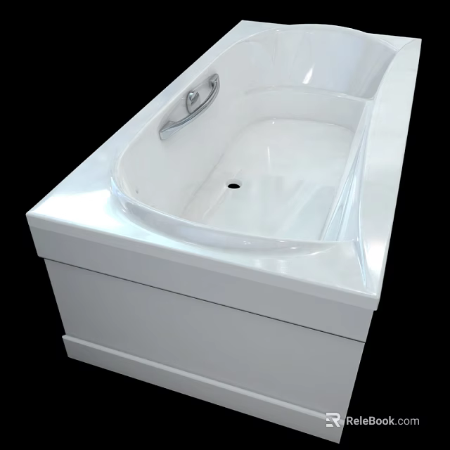 Modern White Bathtub Design With Chrome Grab Bar And Smooth Acrylic Surface 3d model 