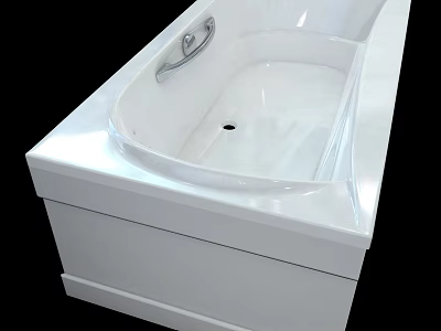 Modern White Bathtub Design With Chrome Grab Bar And Smooth Acrylic Surface 3d model