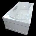 Modern White Bathtub Design With Chrome Grab Bar And Smooth Acrylic Surface
