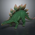 Green Stegosaurus Dinosaur 3D Model Displaying Pink Tipped Back Plates And Spikes