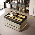 Walk in Closet Interior Design With Central Island Open Drawers And Storage Cabinets