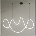 Modern Curved White LED Chandelier with Sleek Lines and Ambient Lighting
