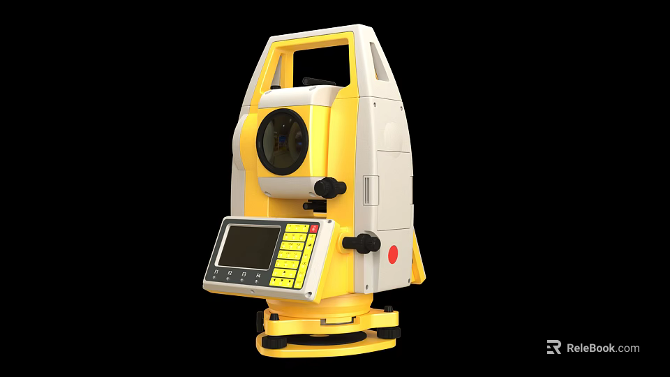 Yellow And White Industrial Total Station With Digital Display Screen For Precision Surveying 3d model 