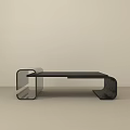 Modern Black Coffee Table With Unique Curved Structure And Transparent Accent 3d model