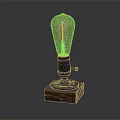 Vintage Edison Bulb Table Lamp With Red Filament And Wooden Base