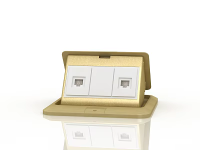 Golden Floor Socket With Dual Network Ports For Home Daily Use Electrical Appliance 3d model
