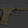 Modern Tactical Pistol Weapon With Brown Grip And Black Slide Components Design 3d model
