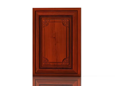 Dark Brown Wooden Door Panel With Intricate Carved Patterns Design 3d model