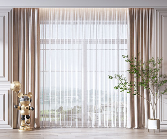 Modern Curtain Window Screen 3d model