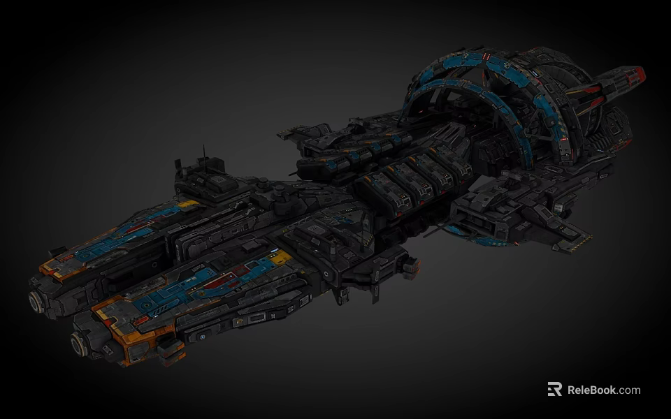 Futuristic Large Interstellar Spacecraft With Complex Mechanical Structure And Detailed Industrial Design 3d model 
