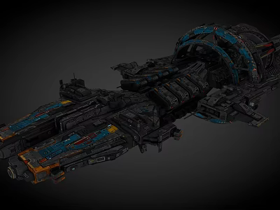 Futuristic Large Interstellar Spacecraft With Complex Mechanical Structure And Detailed Industrial Design 3d model