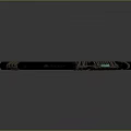 Decorative Mythical Axe Tool With Black Body Orange Patterns Flame Shaped Serrations And Green Tip