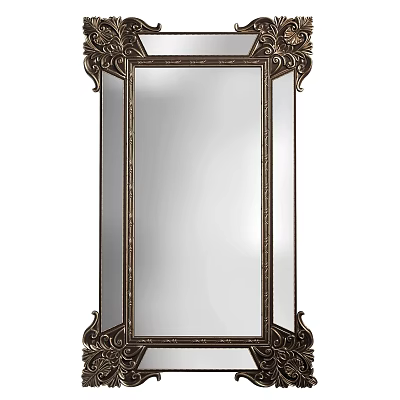 Elegant Ornate Carved Frame Wall Mirror With Classic Vintage Decorative Design 3d model