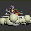 Colorful Biological Mechanical Creature Surrounded By White Spheres On Circular Platform