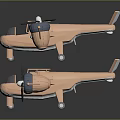 Aerospace Vehicle 3D Model Display With Two Units Propellers And Cockpits