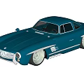 Blue Classic Mercedes Benz Sports Car With Shiny Exterior And Vintage Design Features