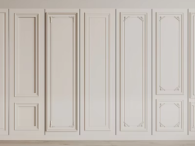 White Wall Paneling With Various Decorative Frame Designs For Interior Decoration 3d model