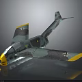 Detailed Military Airplane Design With Blue Green Camouflage Paint Yellow Wings And Nose