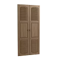 Classic Wooden Double Door With Louvered Panels And Natural Texture Design