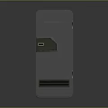Sleek Dark Gray Metallic Mini PC Featuring Blue Light Rectangular Panel And Ventilation Grilles