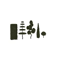 Topiary Trees With Various Trimmed Shapes And Lush Green Foliage For Garden