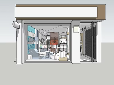 Modern Furniture Specialty Store with Window Display Interior Lighting and Decor 3d model