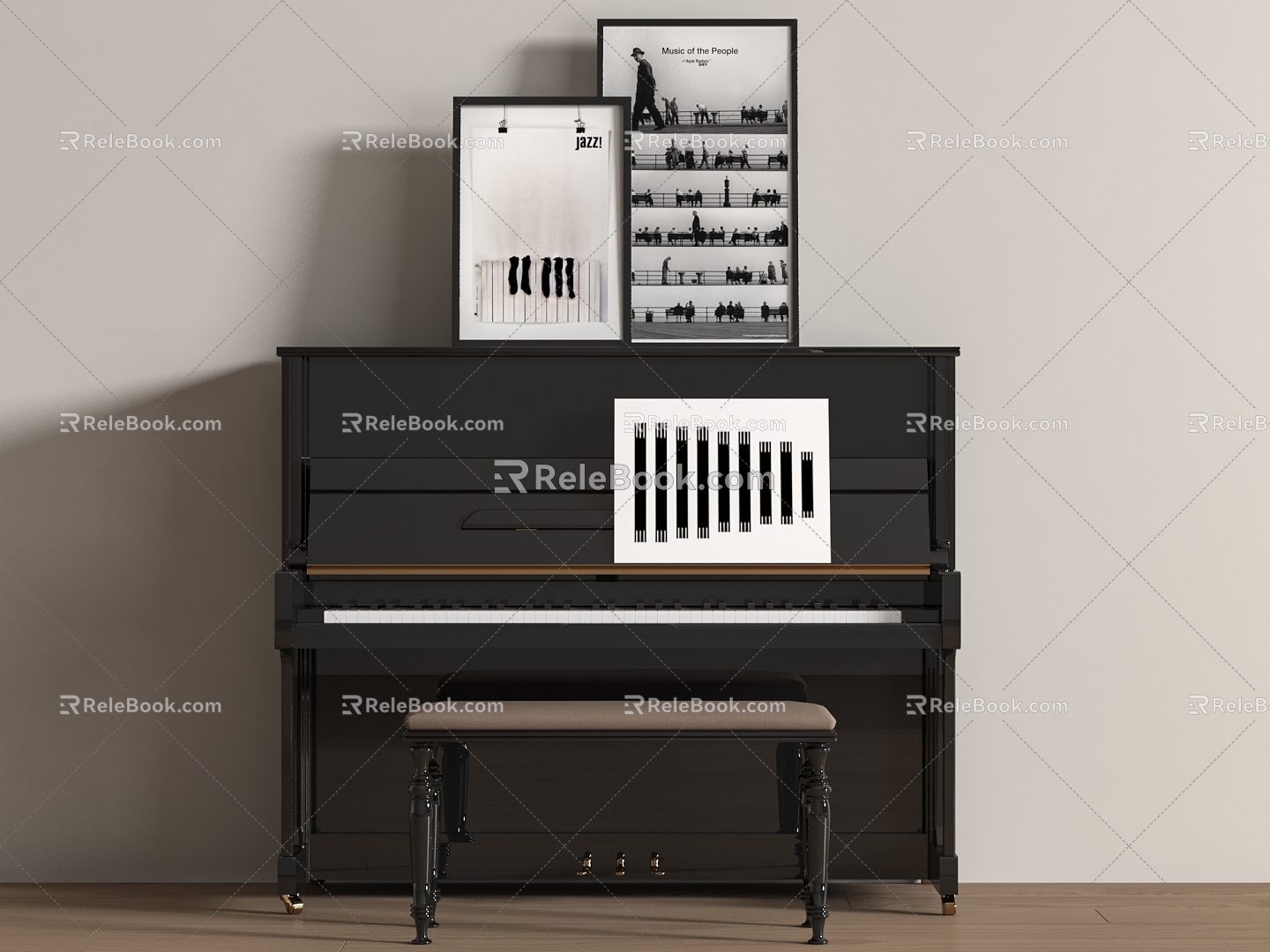 Musical Instrument Modern Piano 3d model