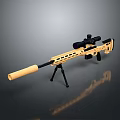 Sniper Rifle With Scope And Bipod On Gray Gradient Background
