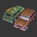 Vintage Station Wagons Green And Brown With Camping Gear On Roof Parked Side By Side