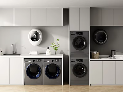 washing machine cabinet washing machine balcony cabinet wall mounted washing machine mini washer dryer 3d model