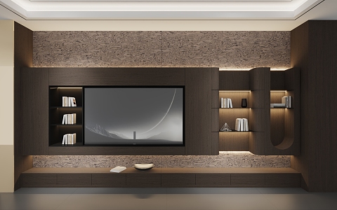 Living room TV cabinet jewelry black and white pattern wall panel 3d model