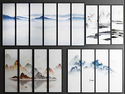 New Chinese Landscape Painting Zen Ink Multi-link Hanging Picture Combination model