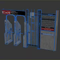 Public Exit Access Facility With Turnstiles Metal Gate Concrete Structure And Red Sign 3d model