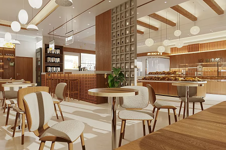 Log Wind Cake Dessert Shop Bakery Coffee Shop Milk Tea Shop Cake Display Cabinet Cake Booth Landscape Sick Card Seat Area Coffee Bean Ornaments Combination 3d model