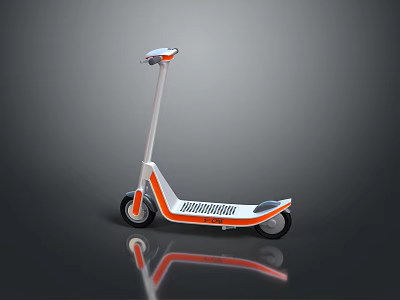 Modern Electric Scooter With White And Orange Body And Reflective Surface 3d model