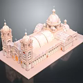 Detailed Classical Architectural Model Featuring Dome And Towers On White Base With Intricate Decorations